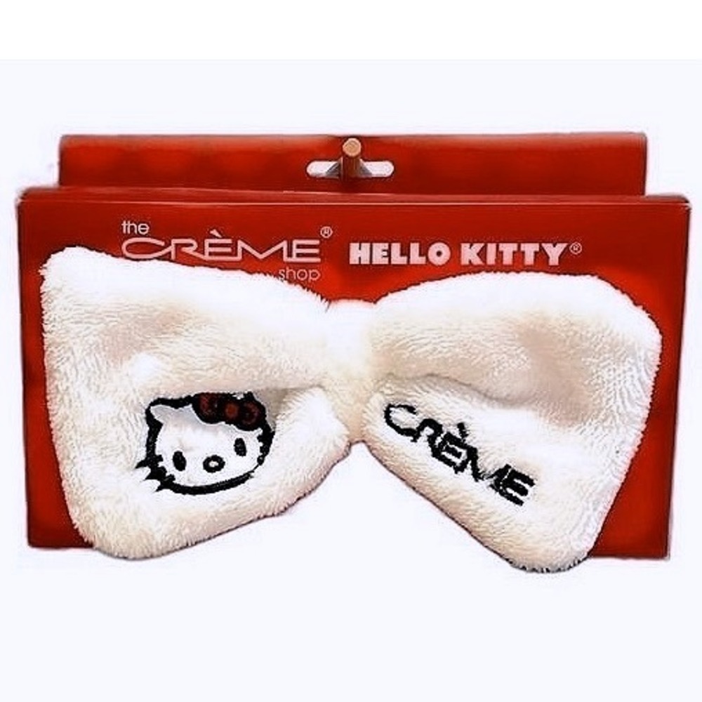 The Crème Shop NWT Hello Kitty 1-Plush White Bow Makeup Headband w/red & Polka-D